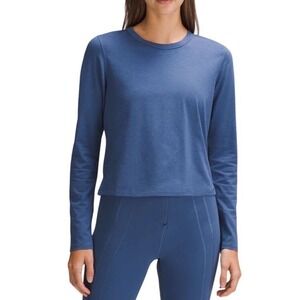 Lululemon Classic-Fit Cotton-BlendLong-Sleeve Shirt in Pitch Blue‎ Women's Sz 8